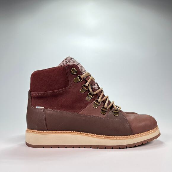 Toms Mesa Frost Brown Waterproof Suede Ankle Boots D-ring Eyelets Women's Size 7 - Picture 1 of 10